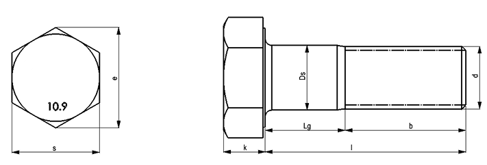 Hex head bolts - diagram